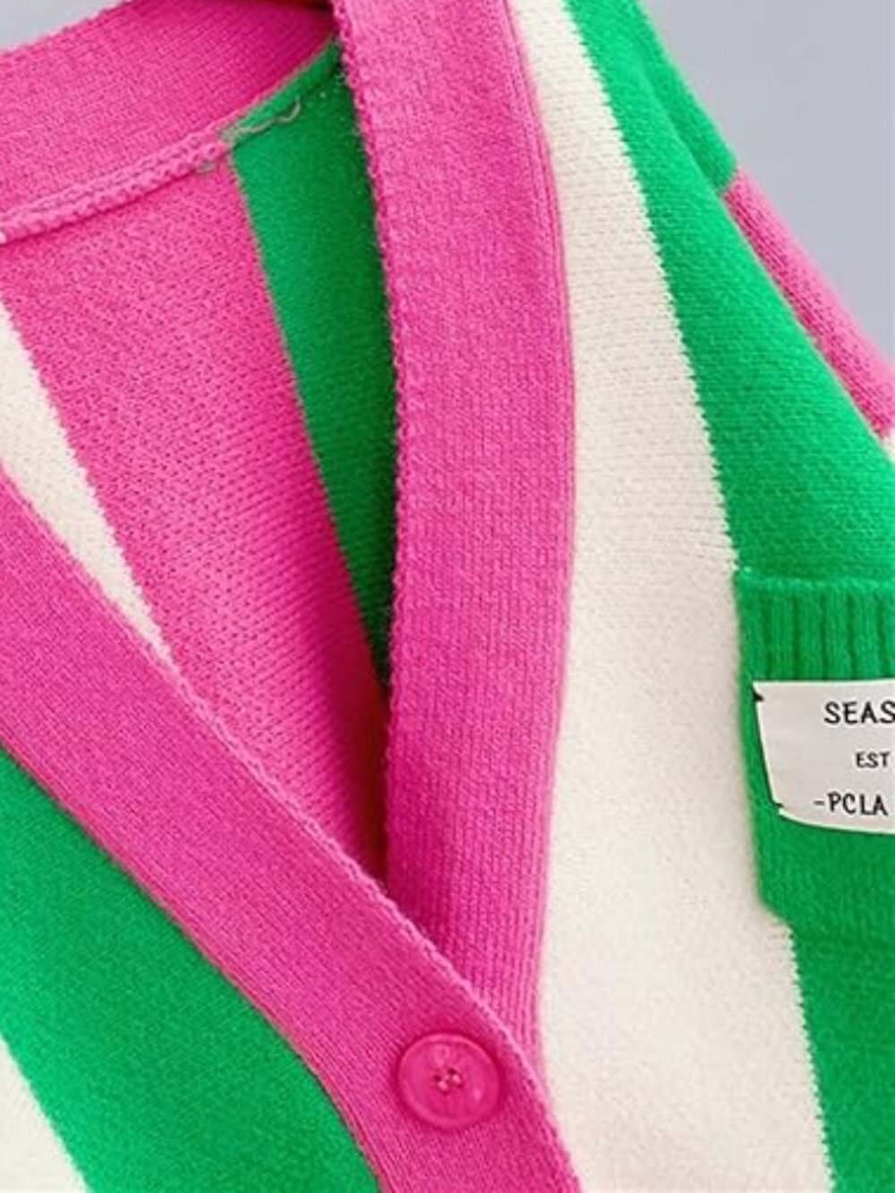 Watermelon Boxy Color Block Colourful Cardigan Sweater OS One Size Fits All - Picture 5 of 5